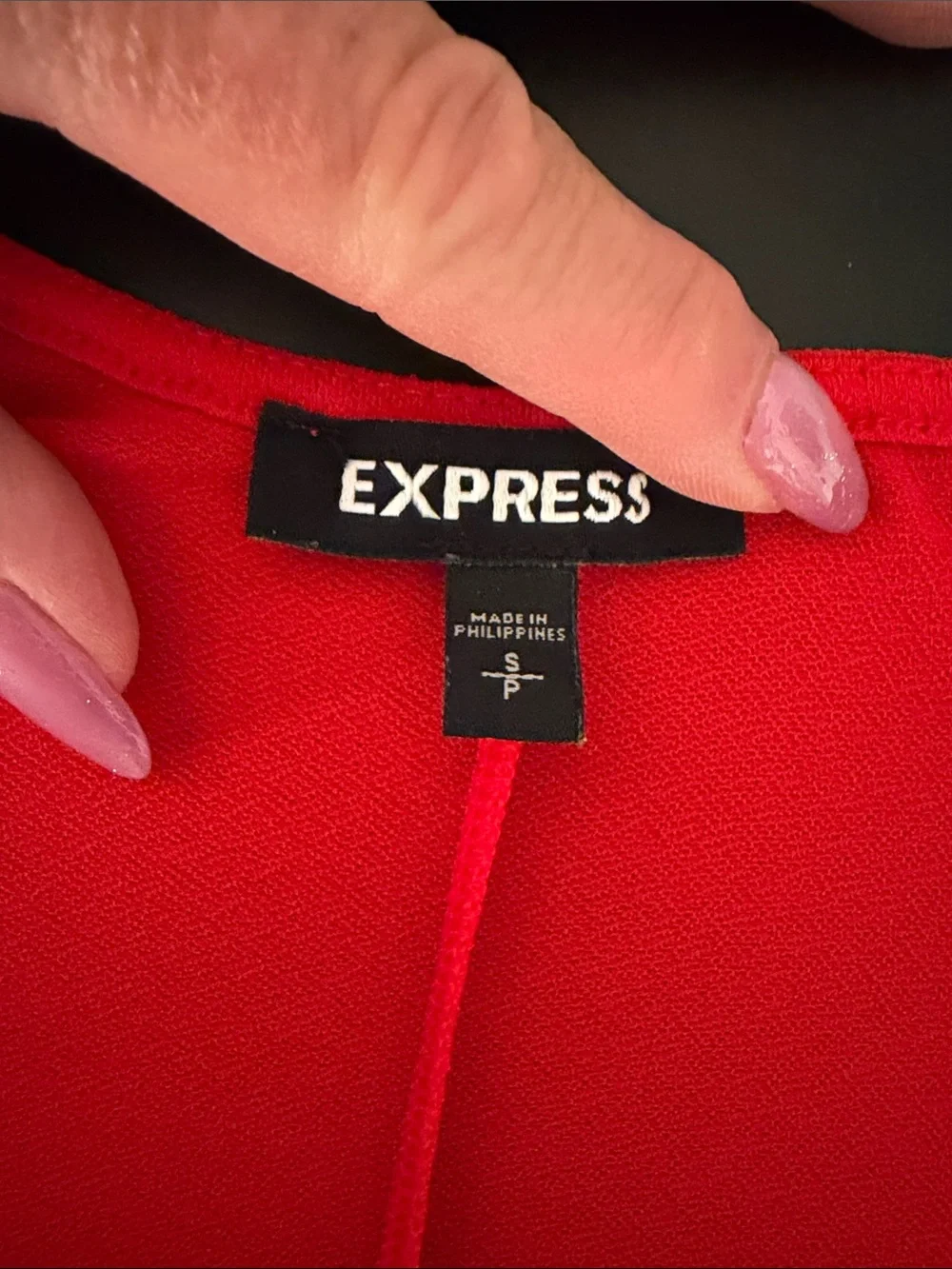 Express Red faux wrap dress size small deep V neck crossover stretch tank top